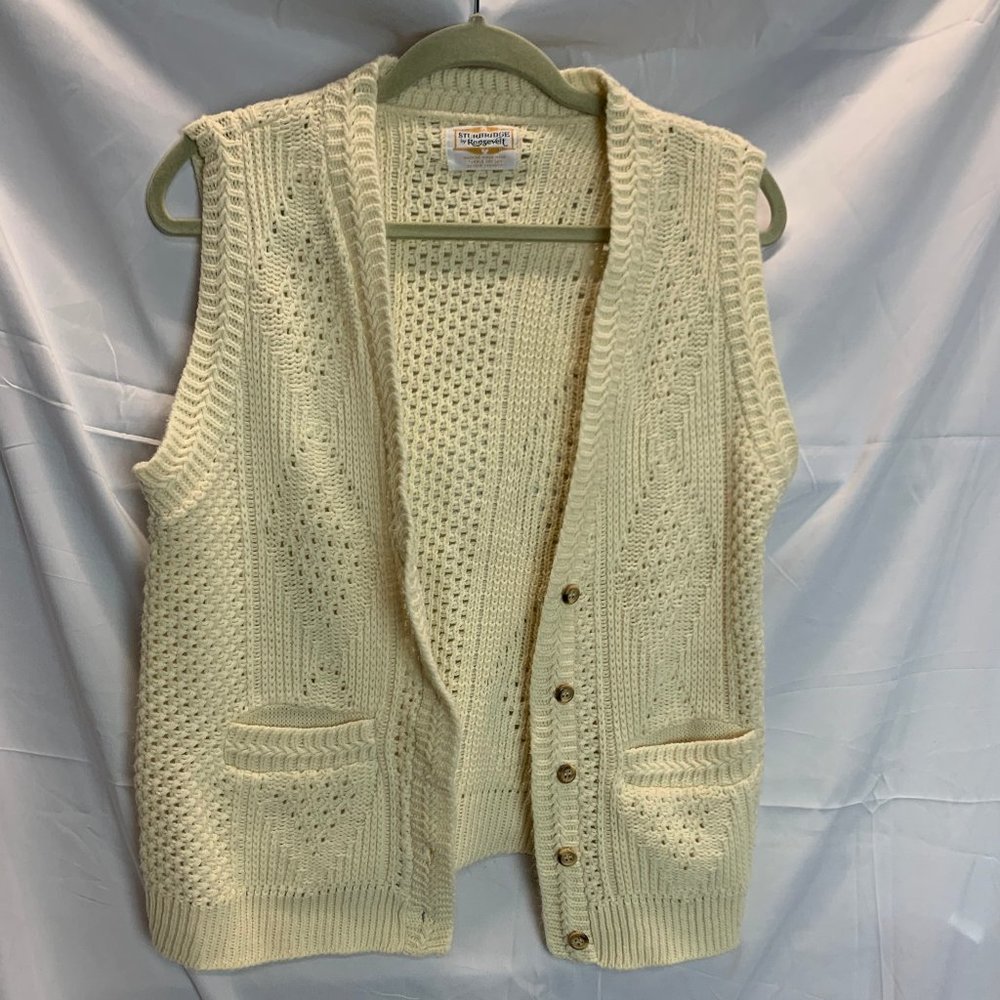 Vintage Sturbridge by Roosevelt Cream Cable Knit Vest